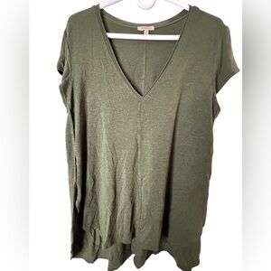 Bordeaux Green Asymmetrical Relaxed Tee